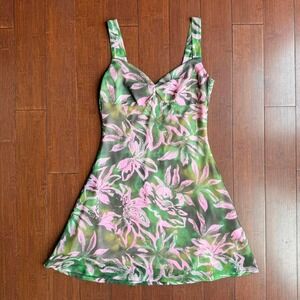 Pink and Green Topshop Tropical‎ Dress